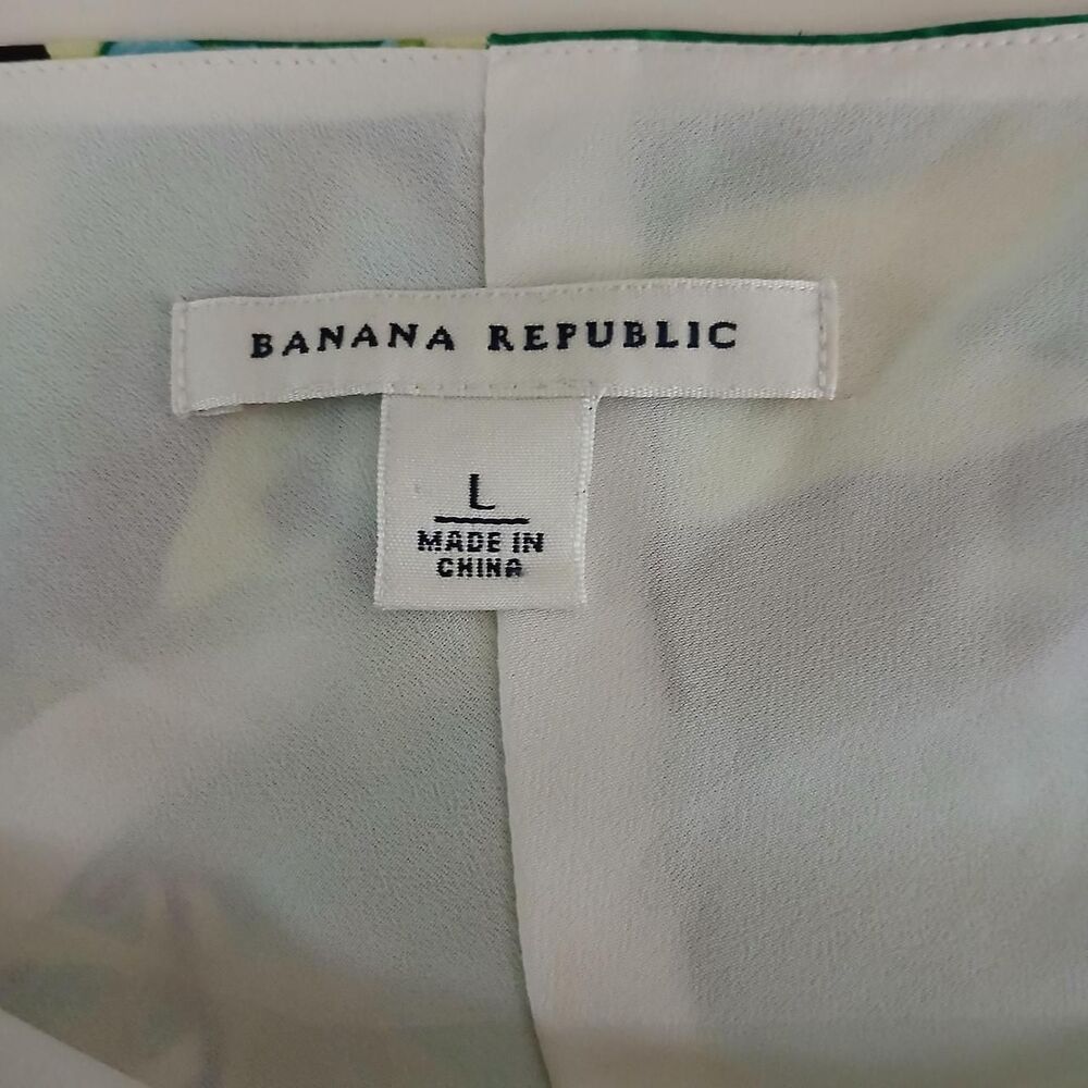 Y2K Vintage Banana Republic 100% Silk Abstract Tropical Halter Top L Old Money - Picture 5 of 8